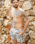 White Palms Print Men Swimming Shorts